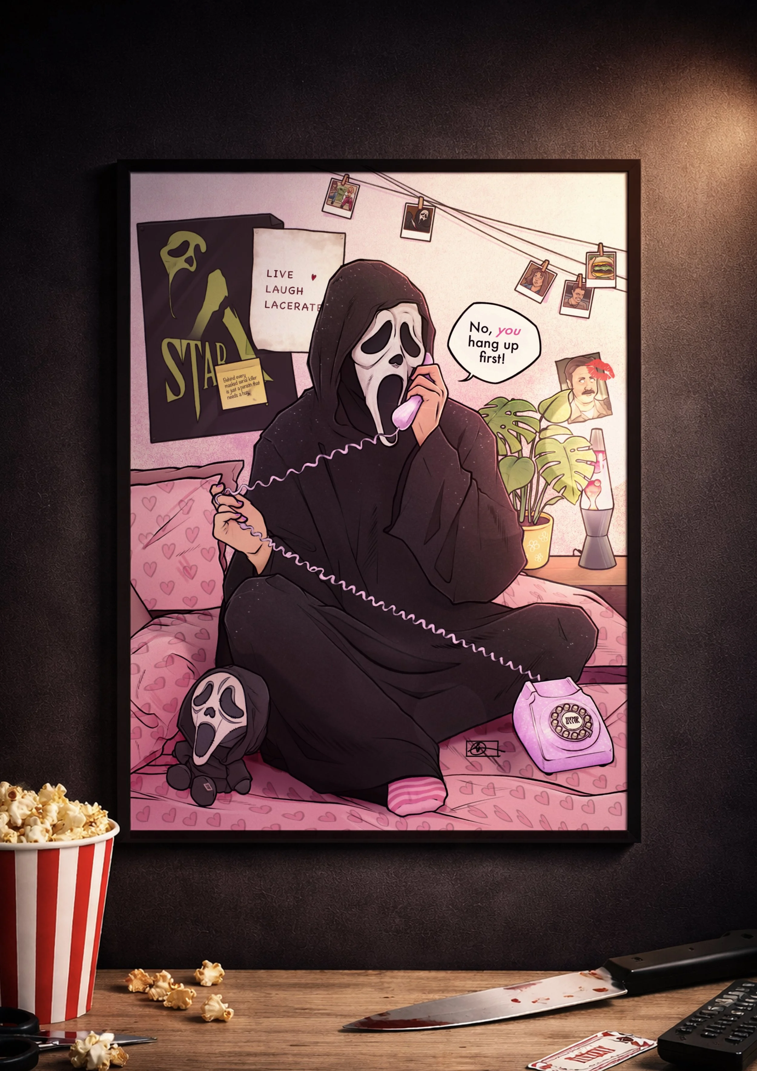 "No, you hang up first!" A4 Print | Horror Parody Wall Art | Fun Slasher Movie Decor