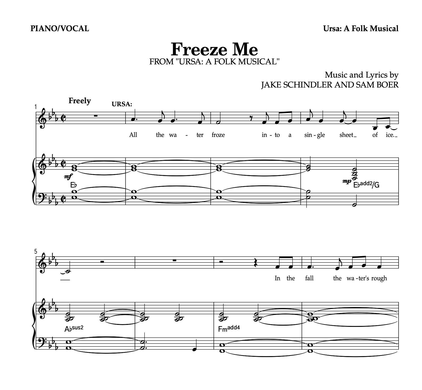 Freeze Me - Sheet Music