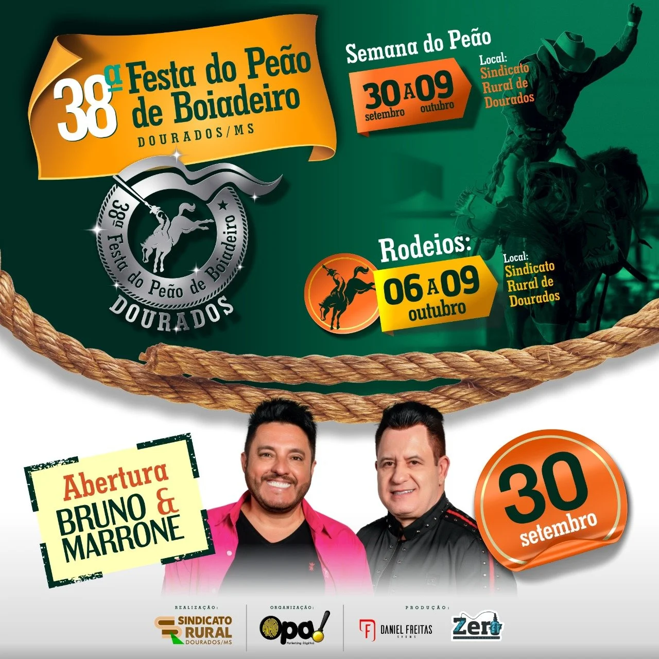 É hoje: Show do Bruno&amp;Marrone abre oficialmente a 38ª Festa do Peão de Boiadeiro de Dourados 