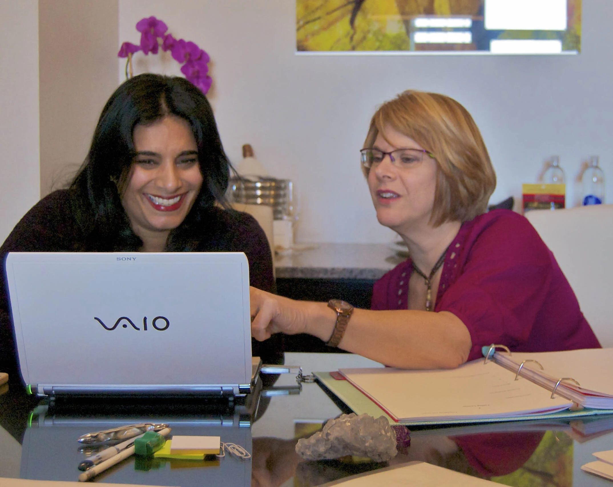 Diane working with Alka Dhillon, author of The OM Factor: A Woman’s Spiritual Guide to Leadership