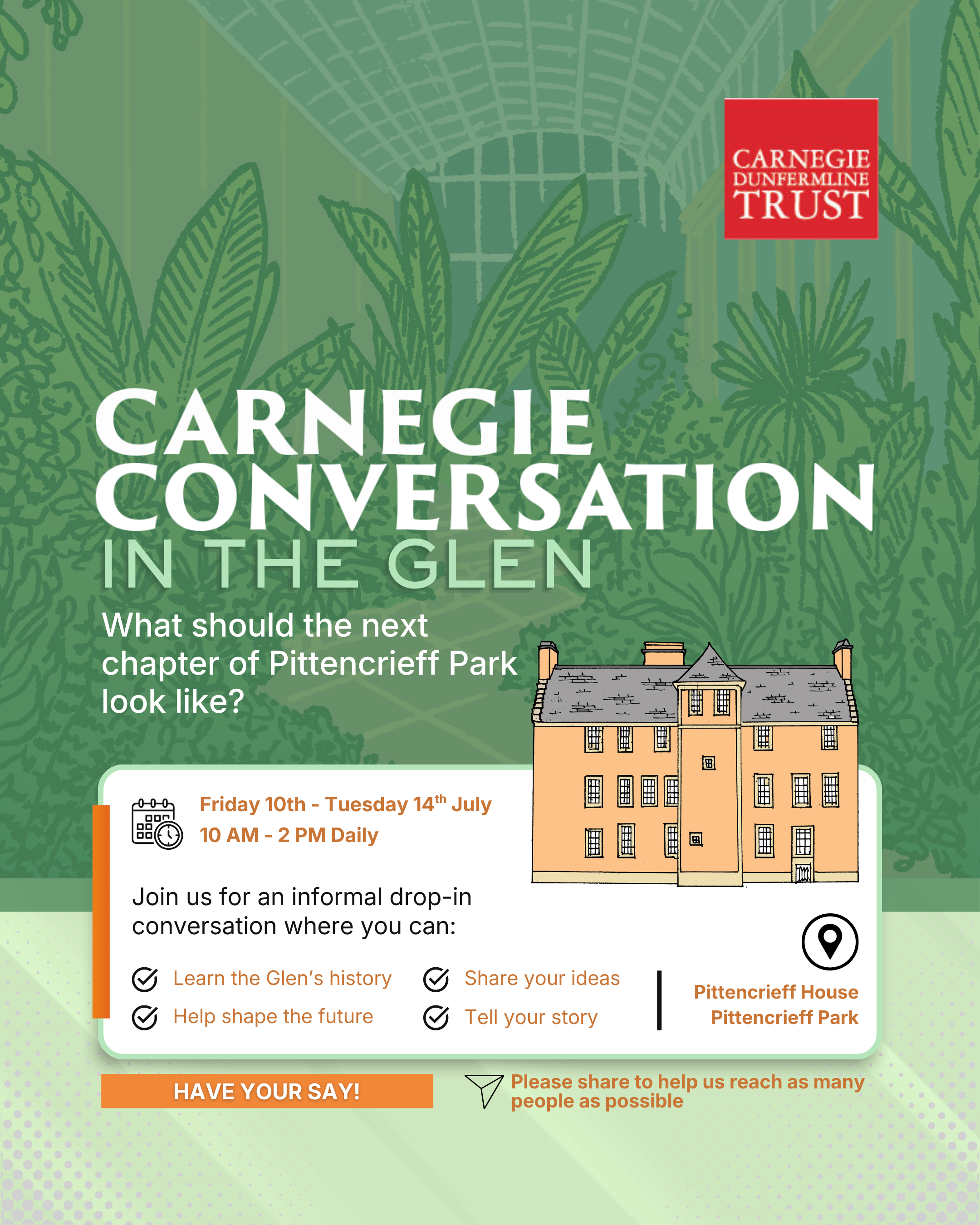 Carnegie Conversation in the Glen – Have Your Say on the Future of Pittencrieff Park