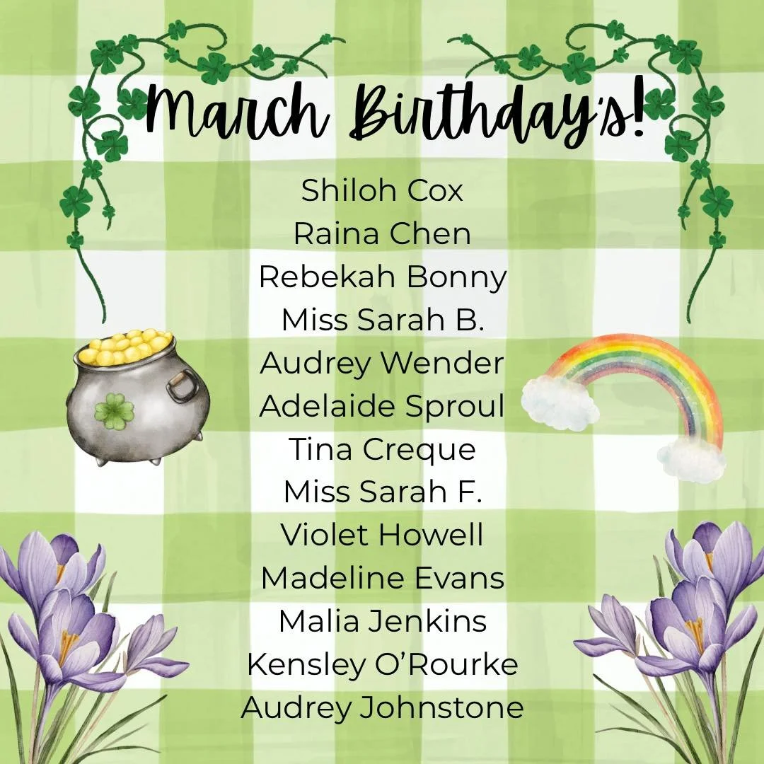 Happy Birthday to our students and faculty born in March! 🍀💜