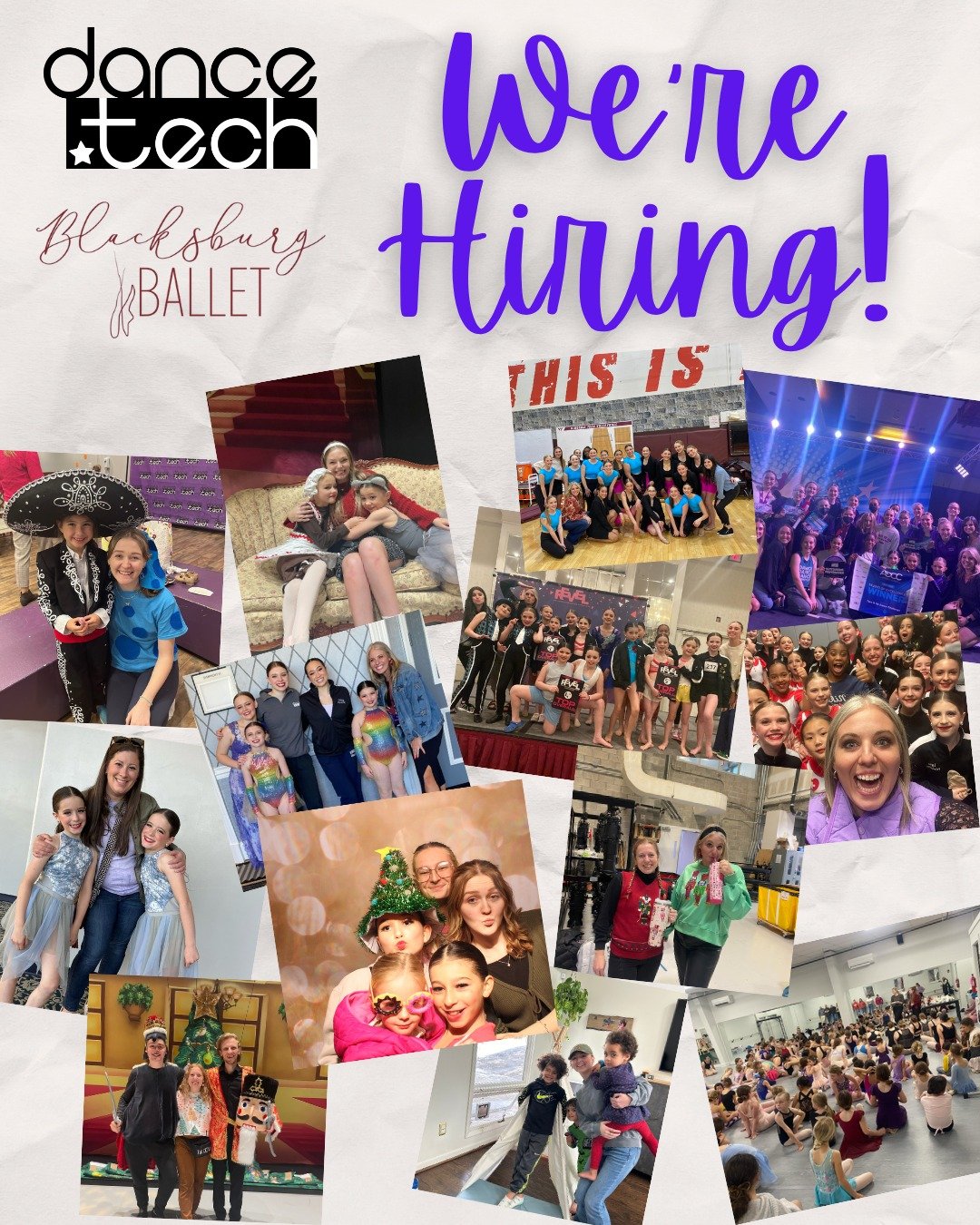 We&rsquo;re growing&mdash;and we&rsquo;re hiring! 💜✨ Our dance family is expanding as we look ahead to Summer &amp; Fall 2026, and we&rsquo;re searching for passionate, dedicated instructors who are ready to help us grow great people through dance.
