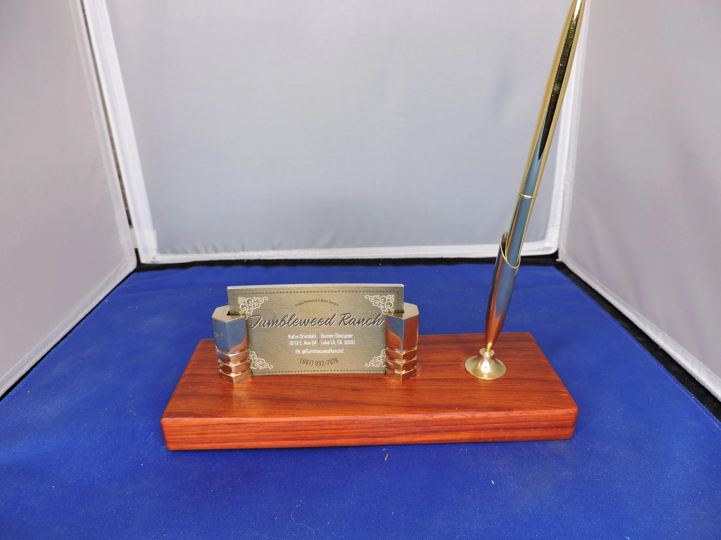 Bubinga Executive Business Card & Pen Holder — Tumbleweed Ranch Designs