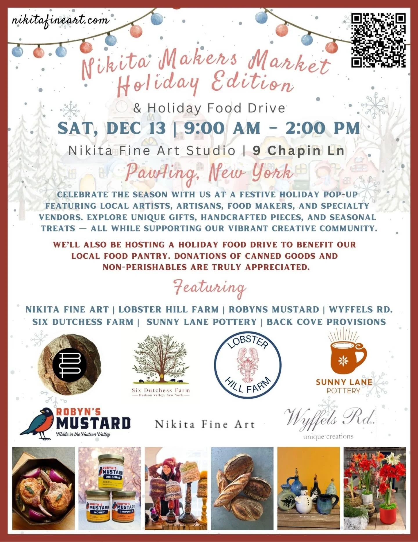 Hello, Friends! Brrr, it&rsquo;s going to be a cold weekend, too cold for us to bring fresh flowers to our outdoor Markets, but you can find us on Saturday at the Nikita Makers Market Holiday Edition at @nikita_fine_art studio in Pawling, NY (9 Chapi