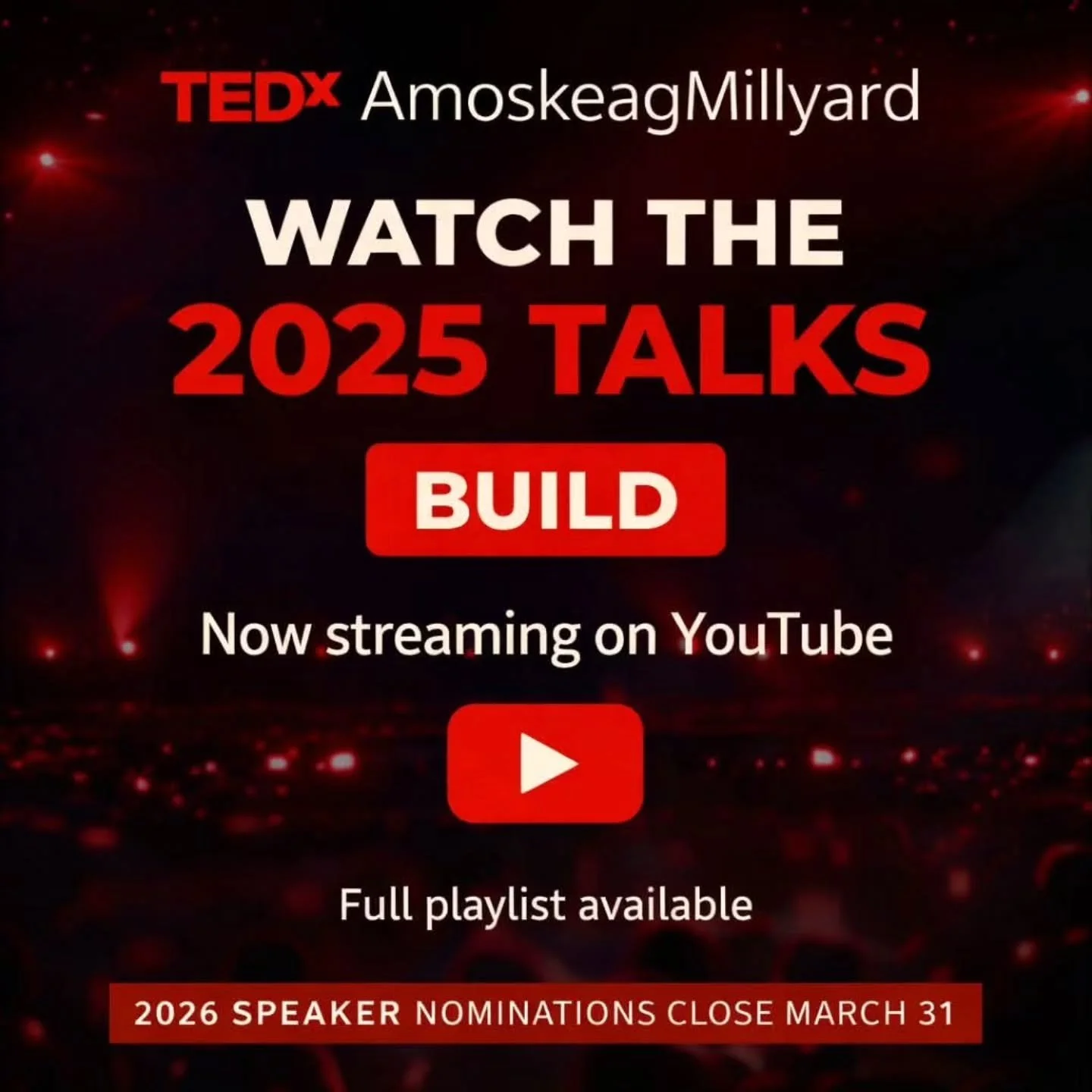 ✨️ 🎙 ▶️ Explore the Playlist from #TEDxAM 2025: BUILD 

All of the talks from this past year&rsquo;s event at The Rex Theatre in Manchester are available on YouTube, featuring 10 speakers and 2 performers sharing ideas on how we can build stronger c
