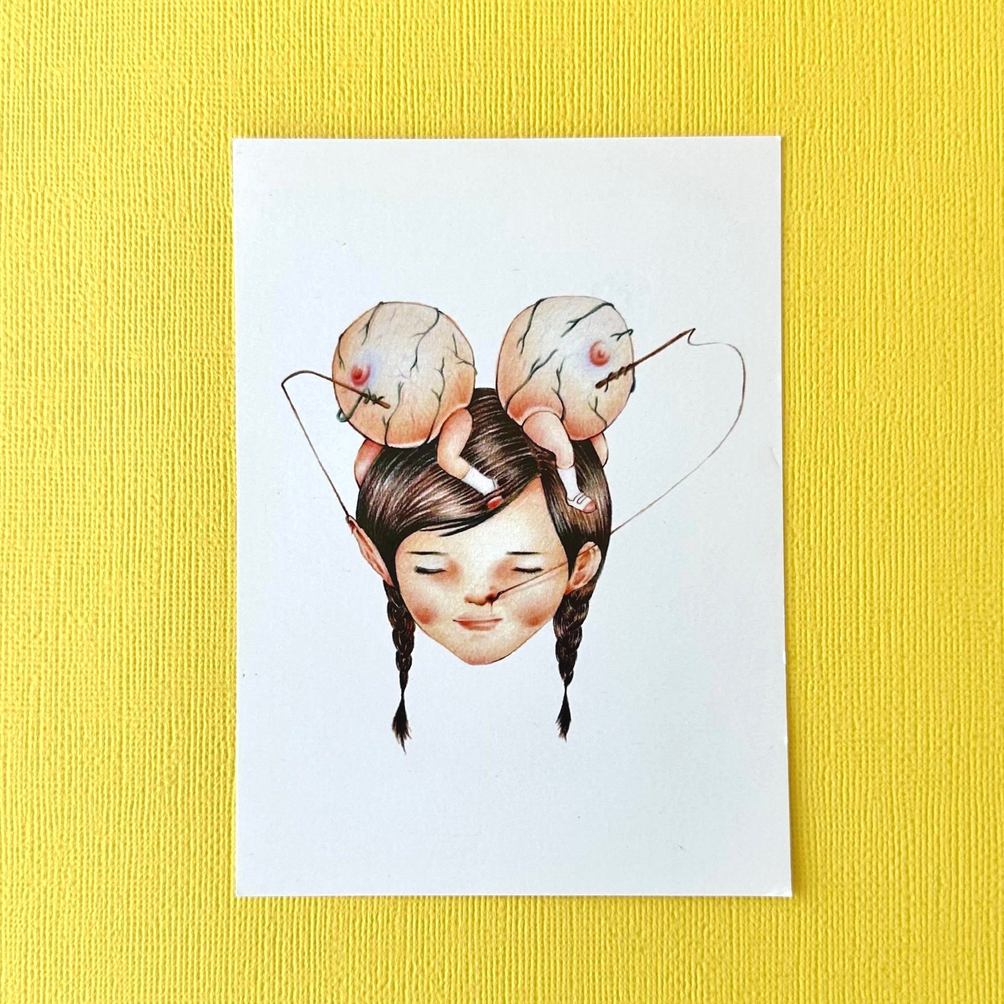 Postcard of Yuka Yamaguchi's colour pencils drawing "3am".
