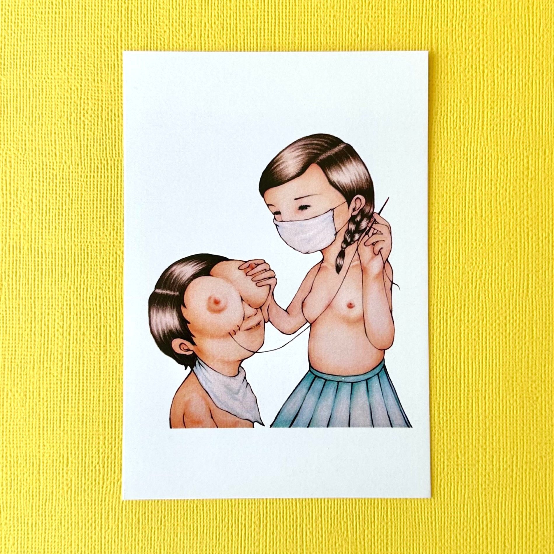 Postcard of Yuka Yamaguchi's colour pencils drawing "All I can see"