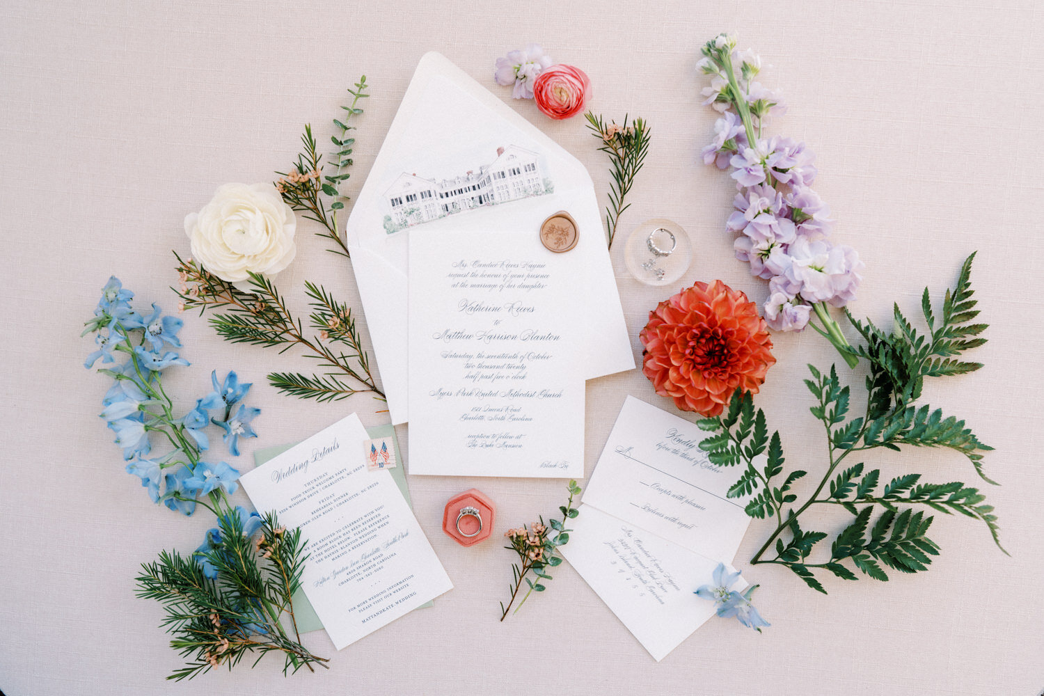 Wedding Invitation suite at Duke Mansion