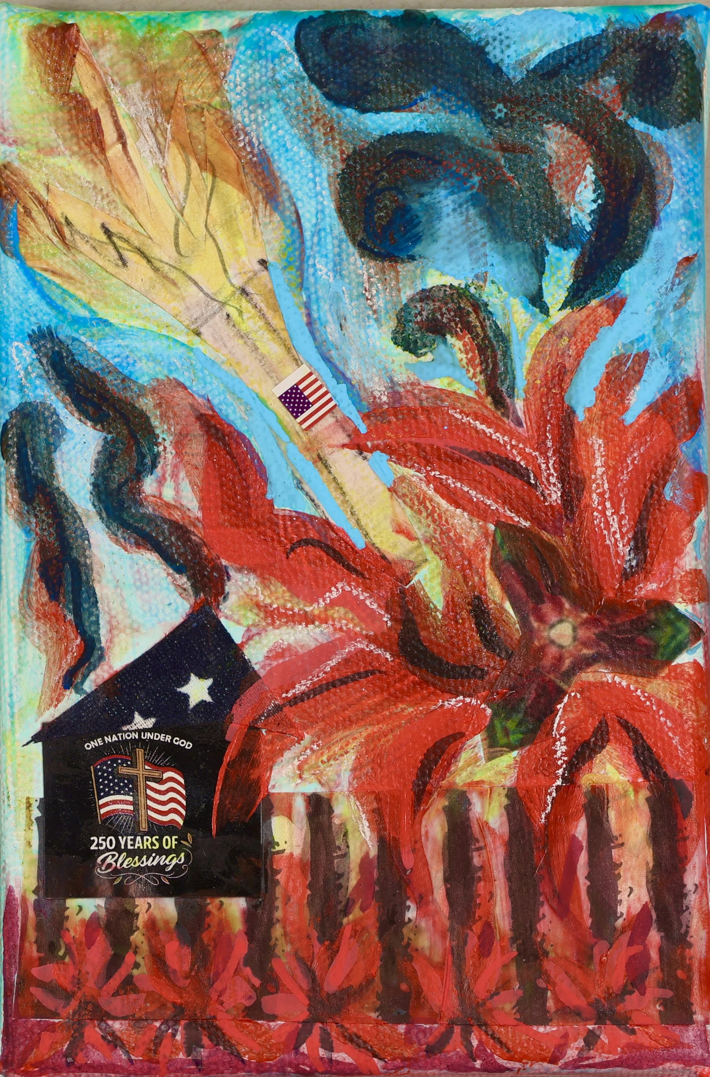 "America at 250: Blessings, Boys, Bombs" (2026, 4 x 6). , One Nation Under God.