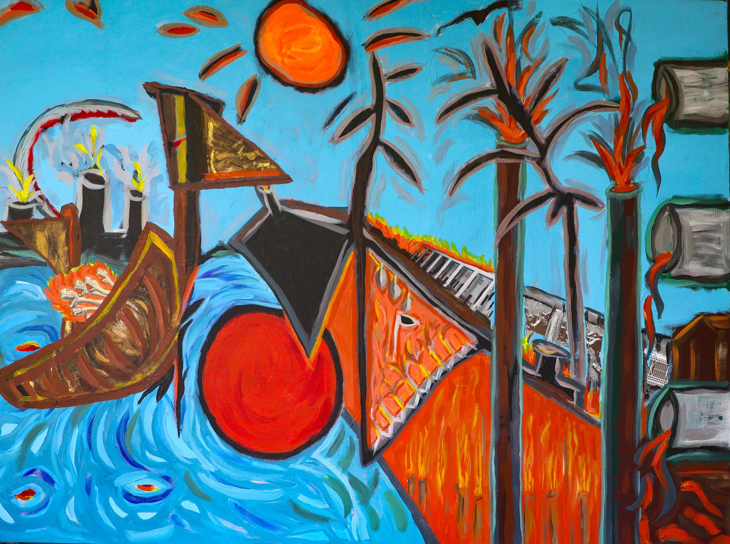 6. "Manufactured Landscapes: Hot Tipping Point" (2025, 36 x 48).