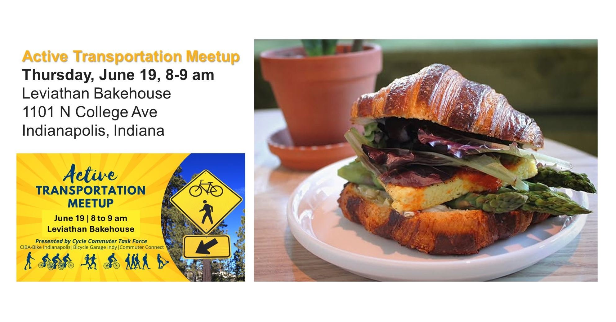 CCTF Active Transportation Meetup is June 19th between 8 and 9 a.m.

Meet at Leviathan Bakehouse at 1101 N College Ave

Drop in any time between 8:00 am and 9:00 am. Bike, walk, and bus commuters come together for a social meetup over coffee and brea