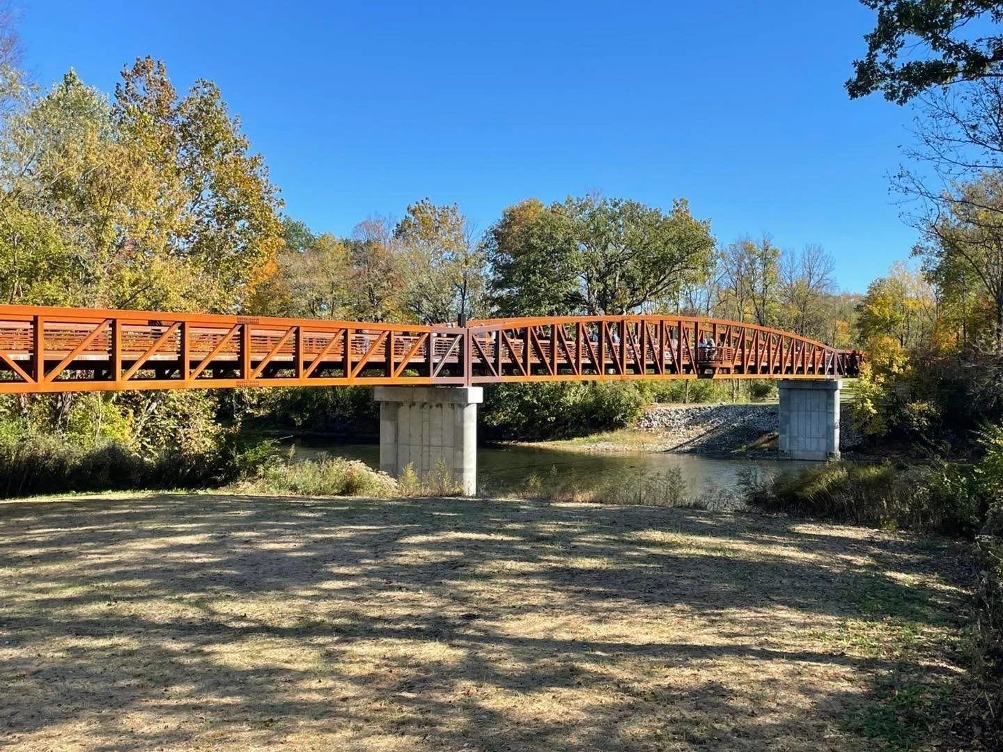 Excited to be at the Burr Oak Bridge Ribbon Cutting that connects Heritage Park and Hazel Park Landing Park and an important east west connector between Nickel Plate Trail and the Monon in Hamilton Cty.