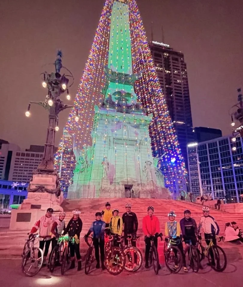 TOMORROW DECEMBER 21ST

Approximately 25 miles on pavement
Ride from 6500 Monon Trail to Irvington as a group, slow controlled pace around 12-14 mph

Check out the Irvington luminaries then return to Broad Ripple in small groups at your own pace and 
