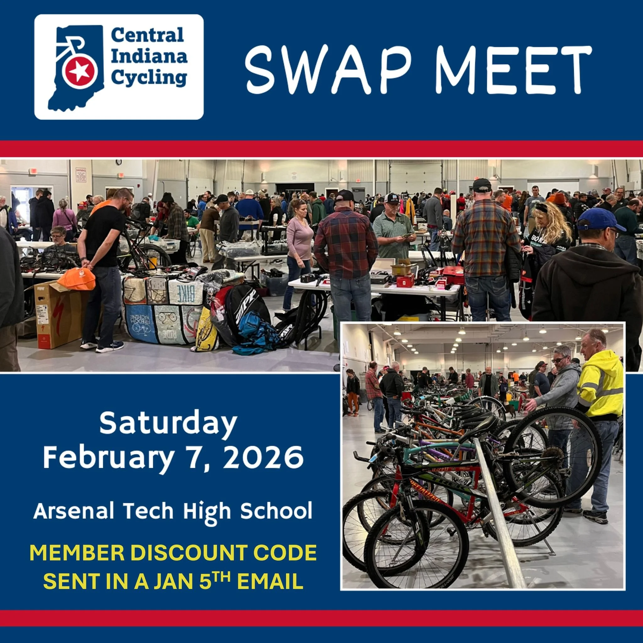 Heads up to Members - Check your email. We just sent you a members-only discount code for vending at the Feb 7th Indy Swap Meet. You can use the $20 discount code for a free vendor table or to sell two bikes. The email was sent by director@centralinc