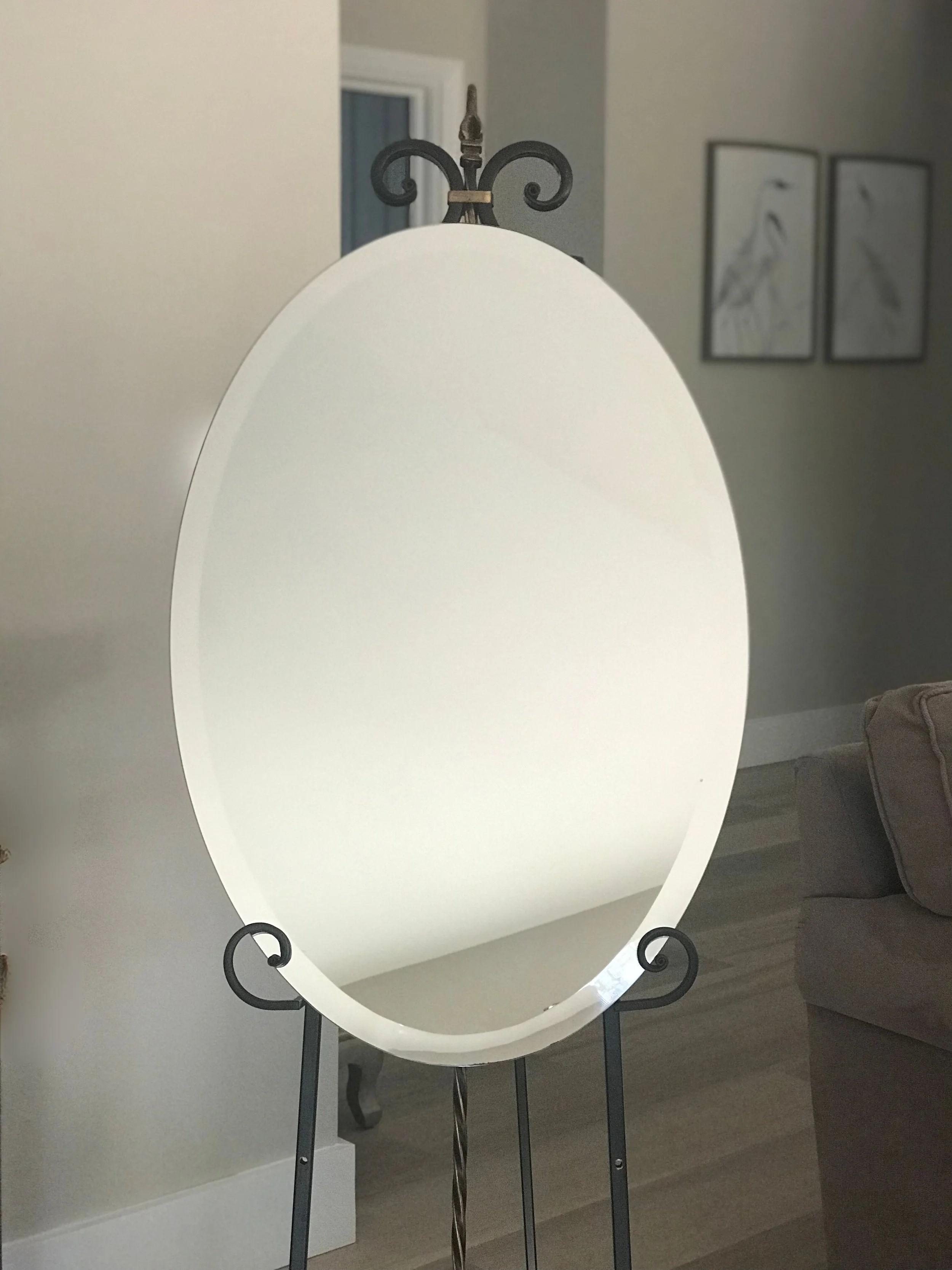 21" x 31" beveled mirror. $50.  Calligraphy not included. 