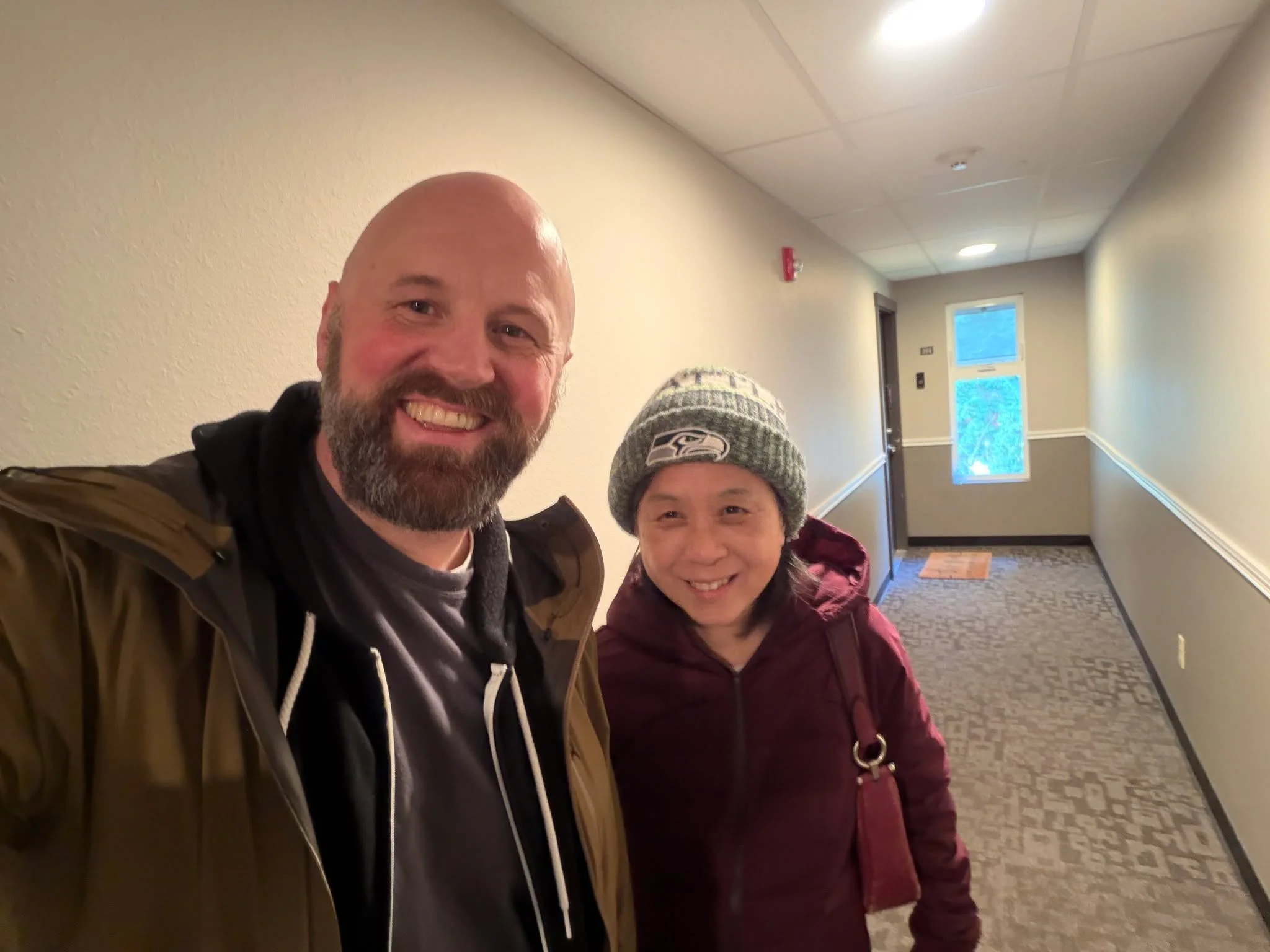 Out connecting with neighbors in the apartments next door, and inviting them to Ganzo&rsquo;s soccer club and Husen&rsquo;s ESL classes. 💛 Small conversations, real connection, and a reminder that someone loves them just next door.