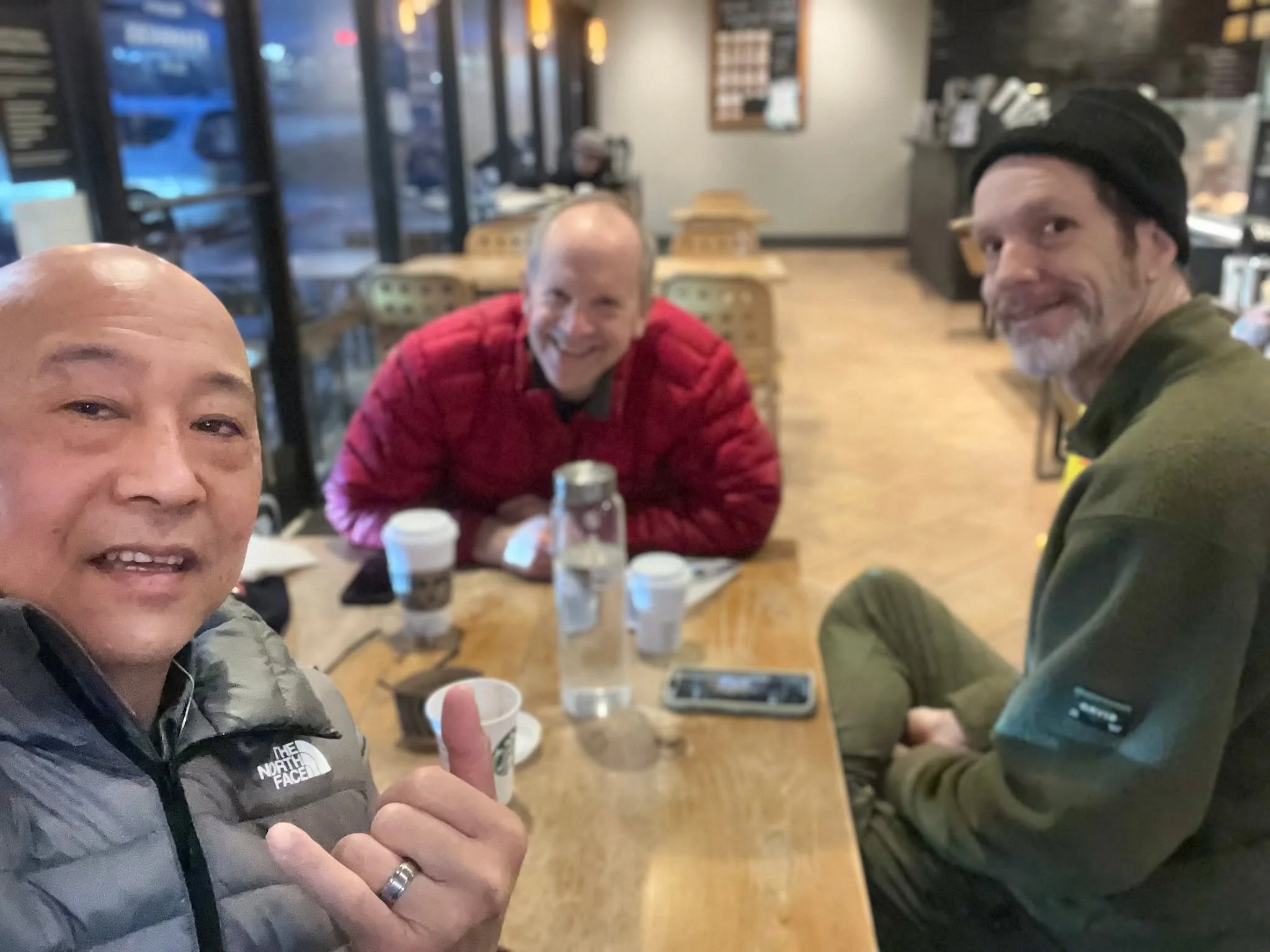 A few of our guys met up this week for coffee to encourage one another and catch up on life and faith.

Moments like this matter. 

Taking time in the week to talk, pray, &amp; support each other.

This helps us grow in our relationship with Jesus an