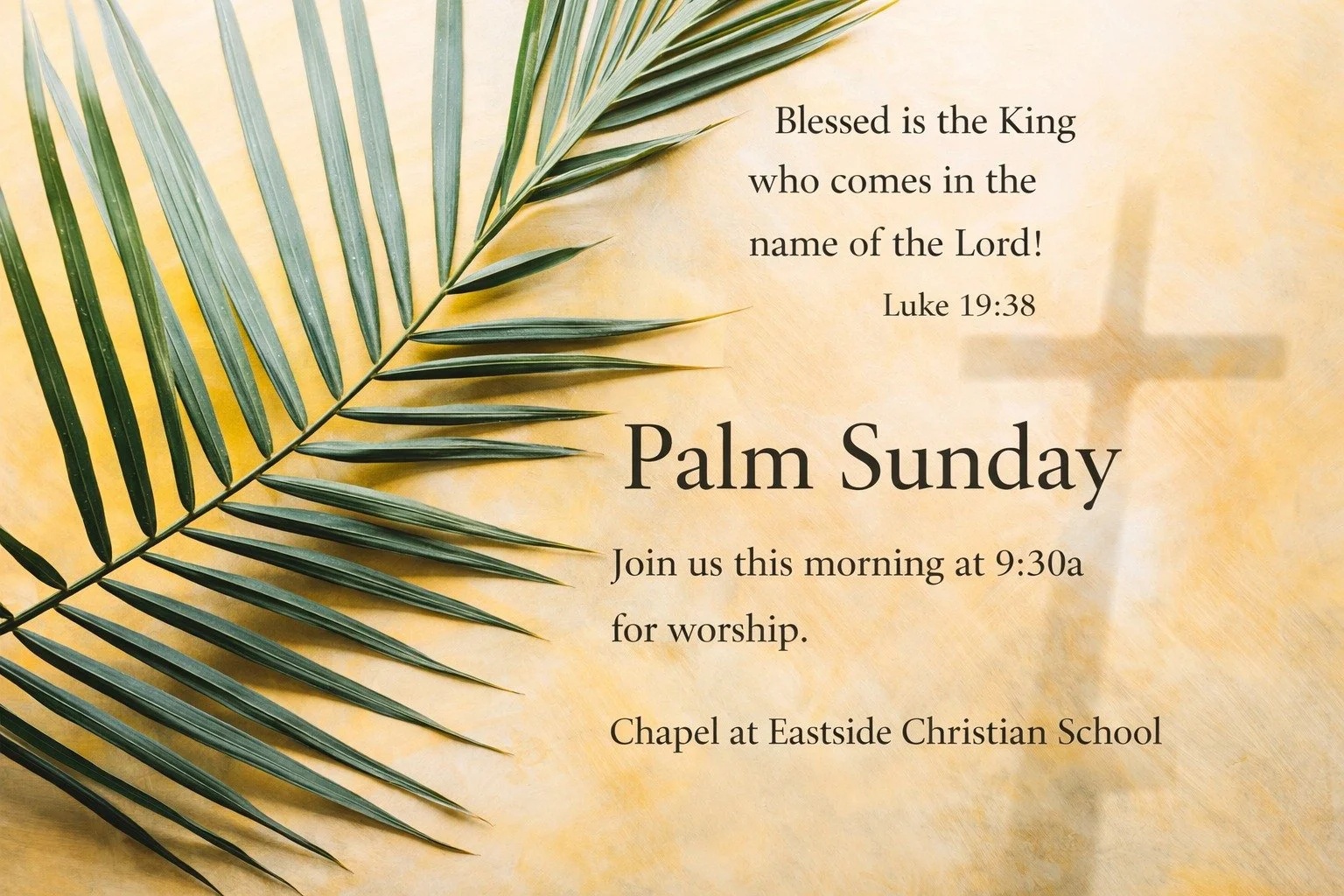 Palm Sunday.

A crowd once welcomed Jesus with praise&hellip; not fully seeing the cross that was coming.

Today we remember the King who came not to take power, but to give His life.

Join us this morning at 9:30a
as we worship, pray, and share in o