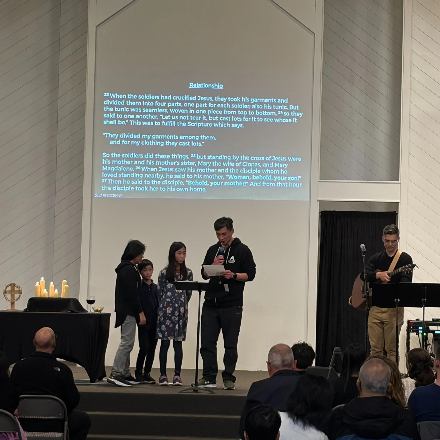 Last Friday, we gathered for Good Friday to reflect on the cross together.

Through worship led by Alex &amp; Anne and walking through the seven last words of Jesus, we slowed down to remember His sacrifice and love. Pastor Phil led us in communion a