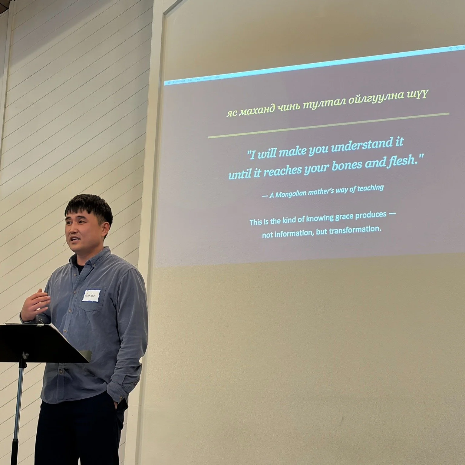 Grateful for Ganzo preaching recently on the grace that sanctifies us. 

It was especially meaningful to hear him share a cultural phrase from his Mongolian heritage that helped illuminate the message.

We love seeing God form our church into a commu