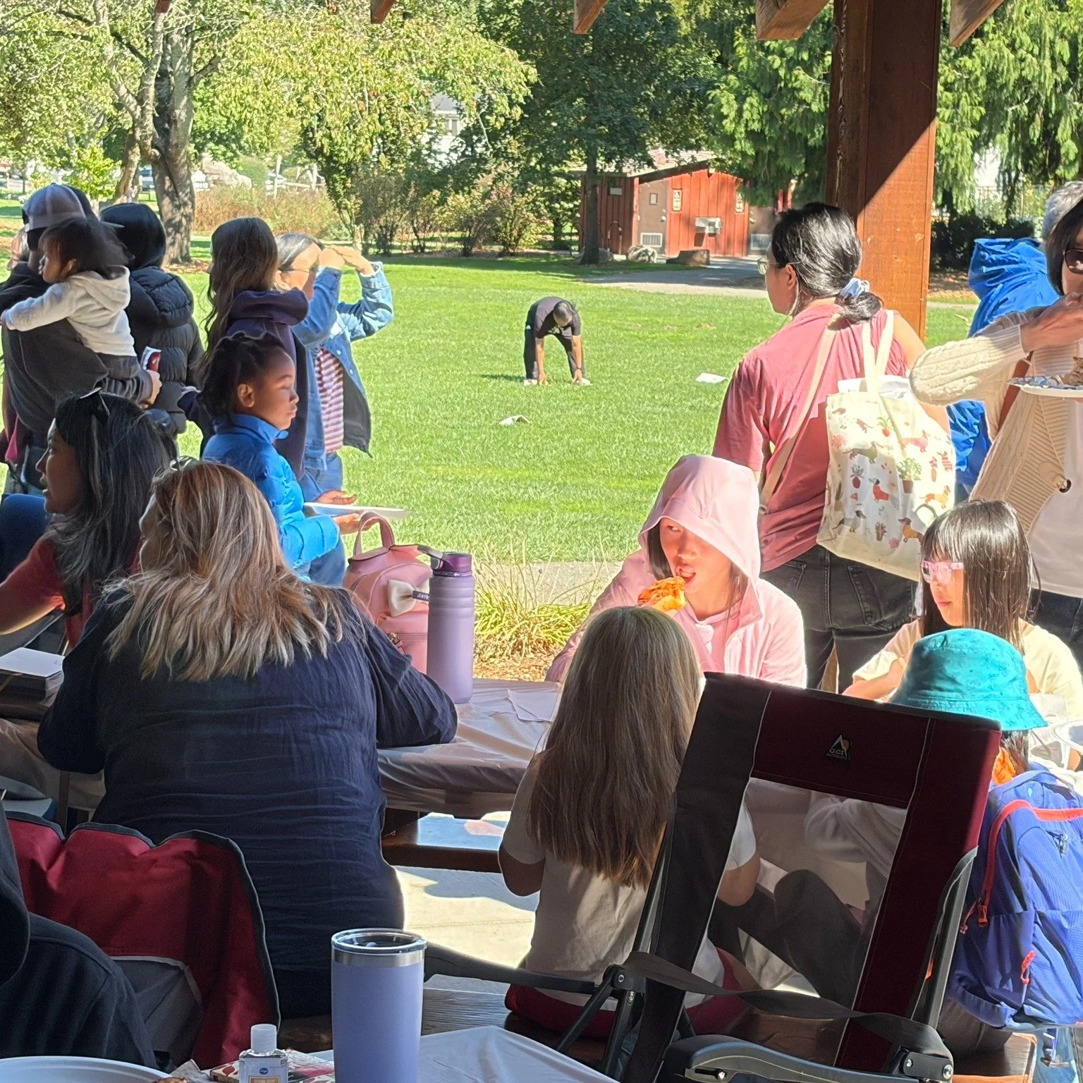 Good food and good fellowship at Church at the Park! Husen brought a special rice and pork dish, Sadie brought pizza and sandwiches, Yoana shared a Romanian dessert, and others added to the table too.

We loved having time after worship to eat, talk,