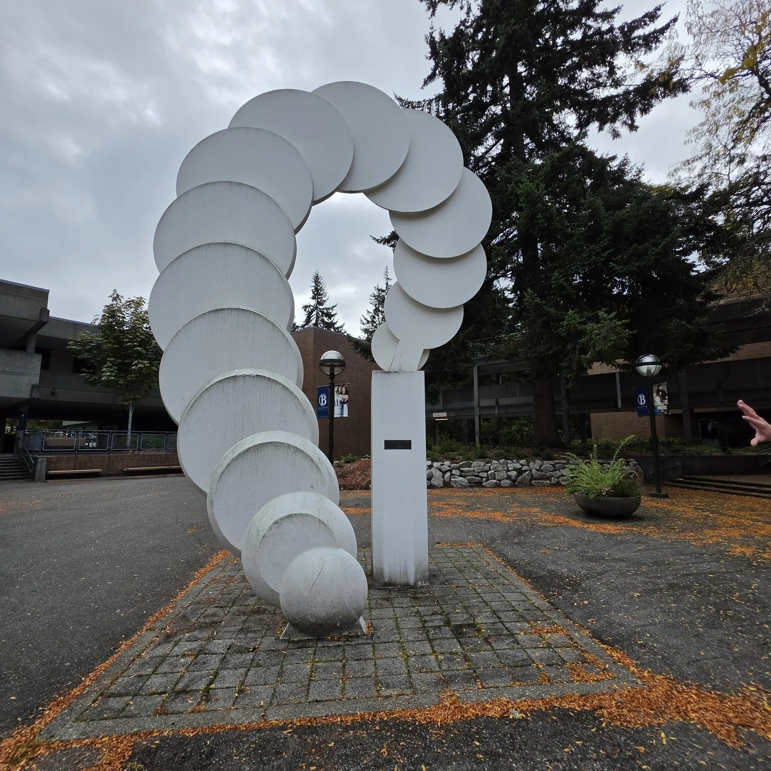 A meaningful discovery at Bellevue College: a sculpture from 1976 bearing these words from Psalm 61:2: &ldquo;When my heart is overwhelmed, lead me to the rock that is higher than I.&rdquo;

What a beautiful reminder amid the busyness of campus life.