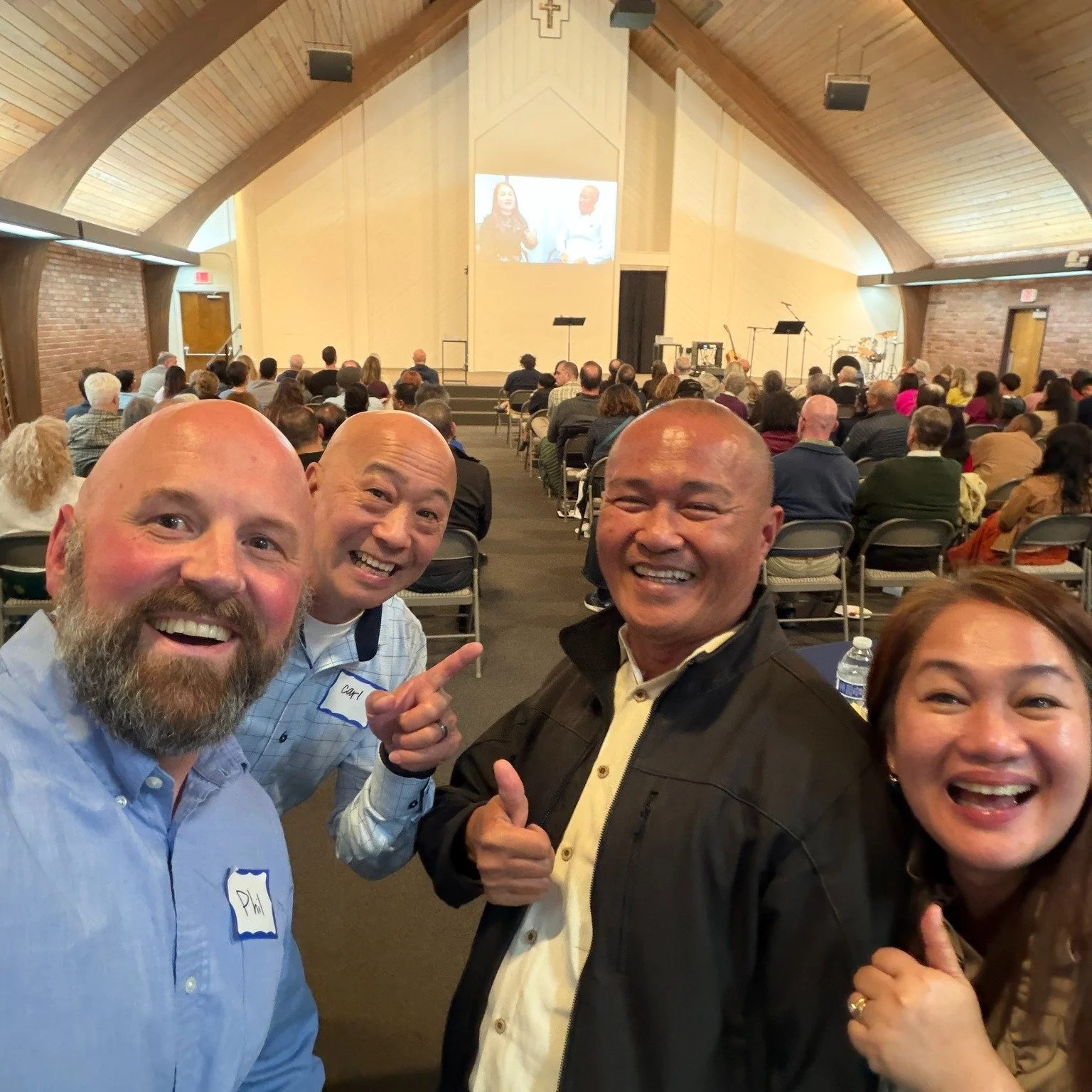 A little fun behind the scenes pic with Alvin and Juana! 😄 We took this picture while  their personal testimony was being played during Anthem&rsquo;s five-year celebration. love those guys! 

What a joy to hear how God is working through their mini
