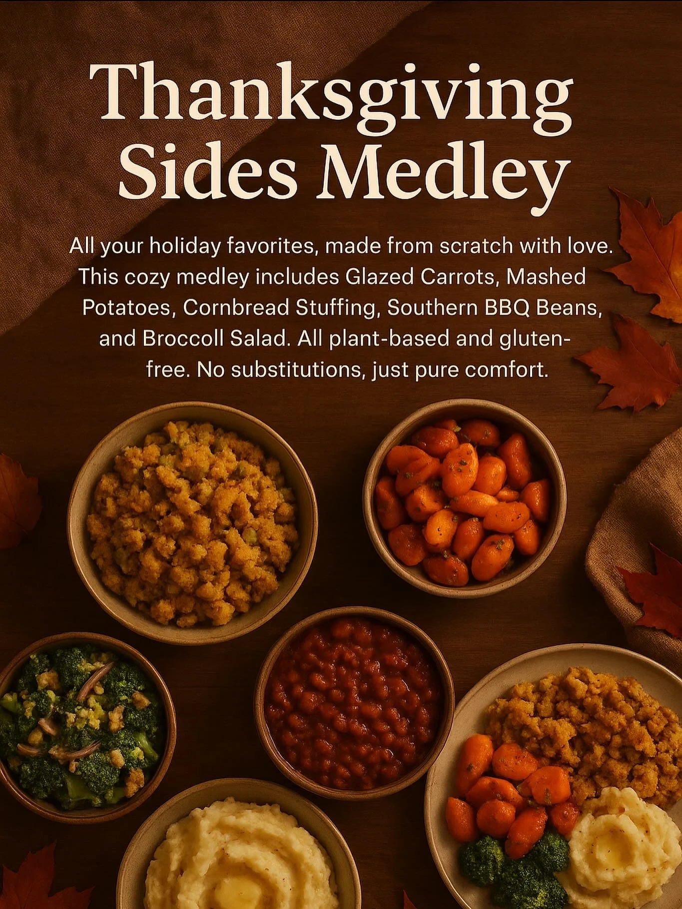 This holiday season make your feast effortless and delicious with our exclusive Sides Medley Packages and &agrave; la carte offerings! 

Our Sides Medley, perfectly portioned for two or four, features a variety of seasonal favorites and is available 