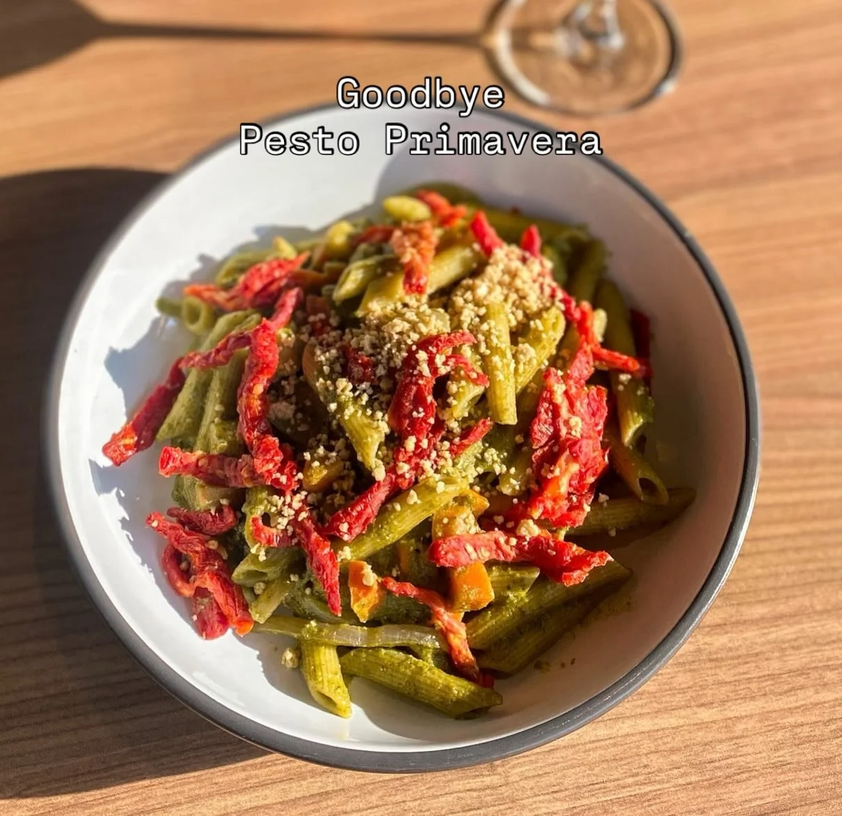 GOODBYE 👋🏼

We&rsquo;ve had a good run and felt so much love over the years 💚 Now it&rsquo;s time to say goodbye.

Come by this week to enjoy your favorite pesto pasta one last time 🥲

Friendly reminder - new hours start this Friday!

We&rsquo;ll