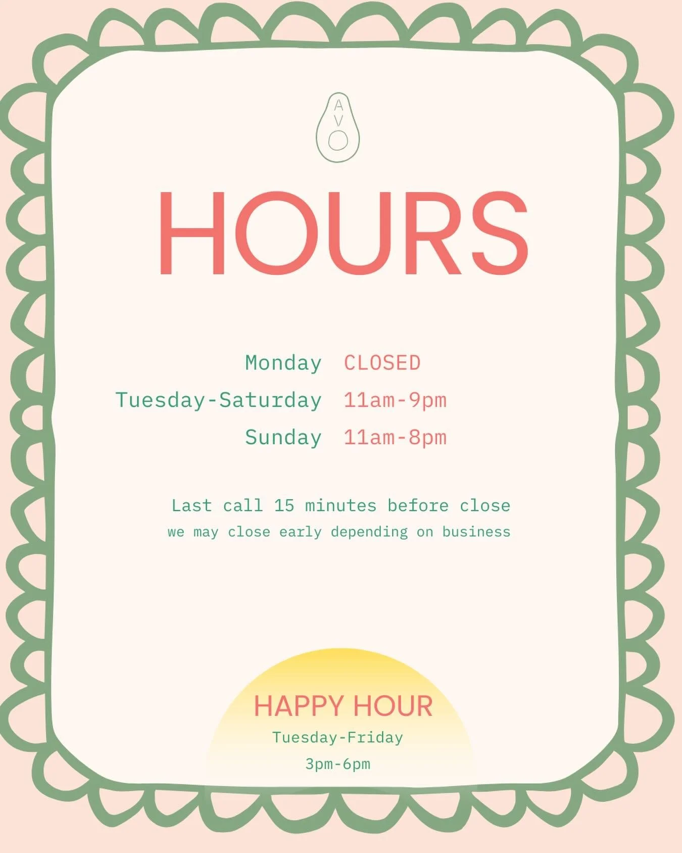 ☀️ UPDATED HOURS ☀️ We are now OPEN til 9pm Tuesday-Saturday!