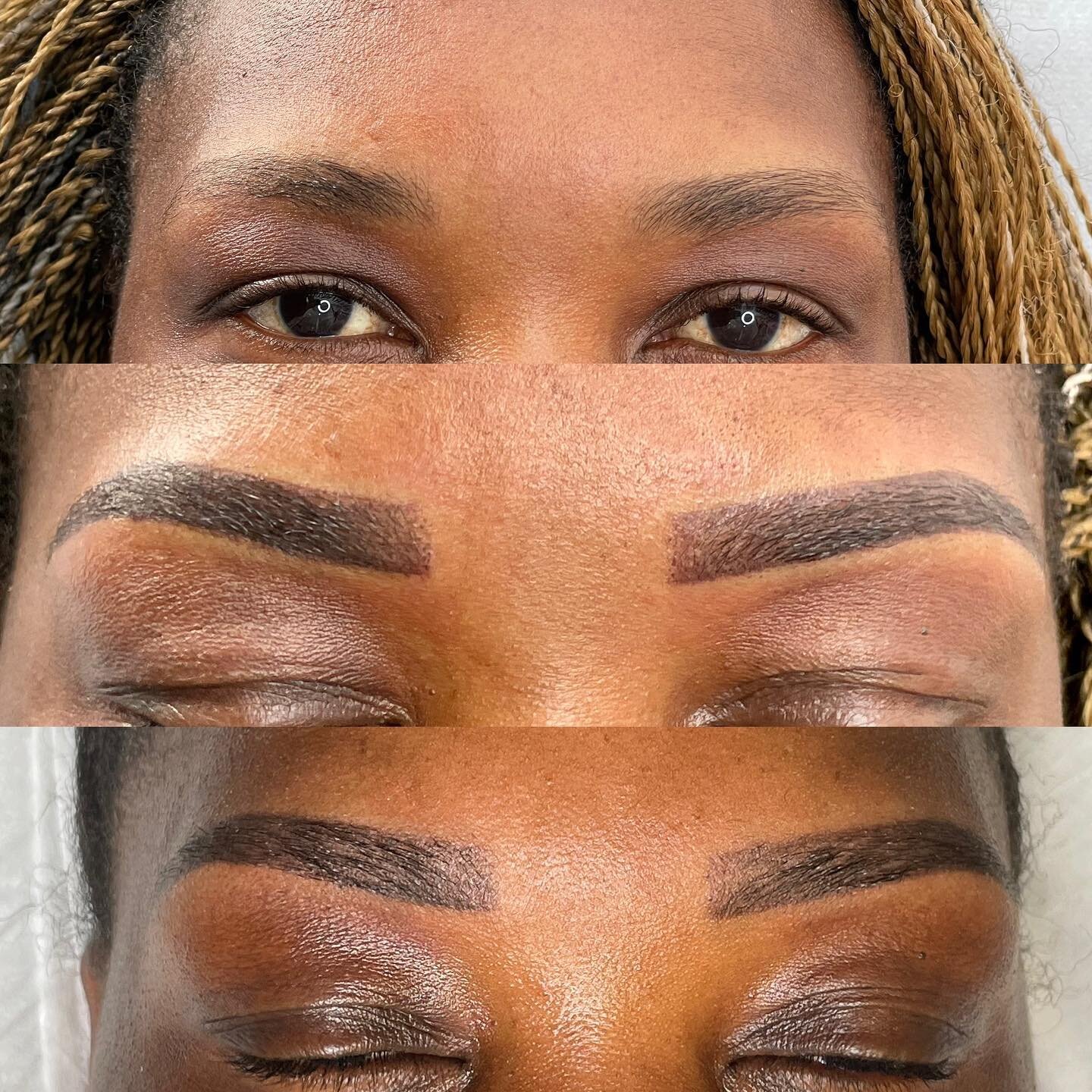 Before, after &amp; healed after 1 session.

Wondering what ombr&eacute; brows are all about? It's a semi-permanent makeup technique that creates a makeup-looking effect, perfect for adding depth and dimension to your brows.

Healing process is about