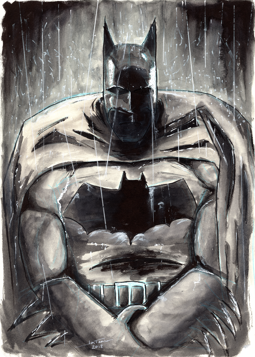 Batman Brooding in Rain Original — Jon Trainer