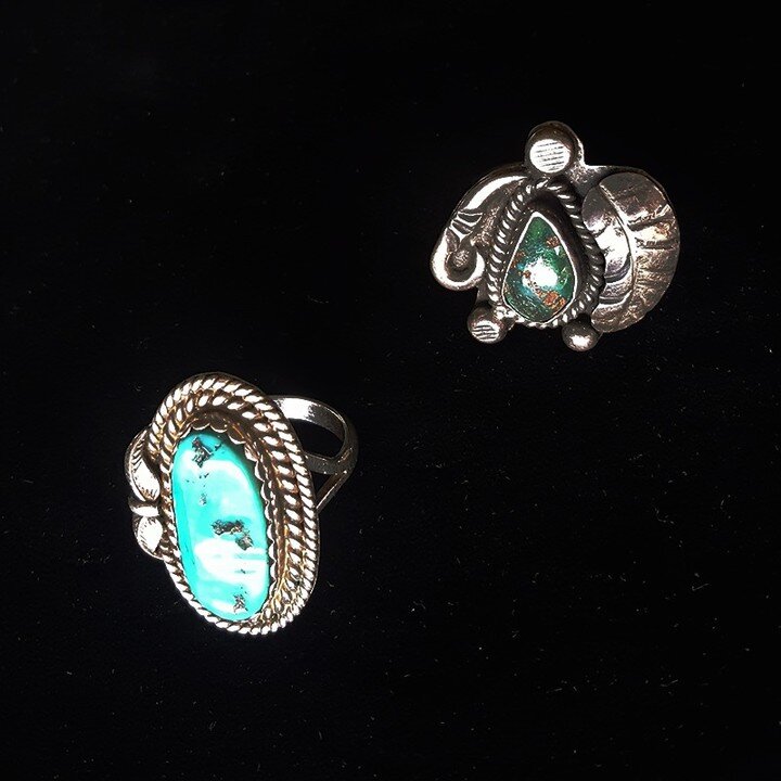 Authentic Native American Turquoise rings. These rings are handmade and have been passed down from generation to generation. Crafted by Native American jewelry designers, each piece is one-of-a-kind work of art. Decorate your hands with these stunnin