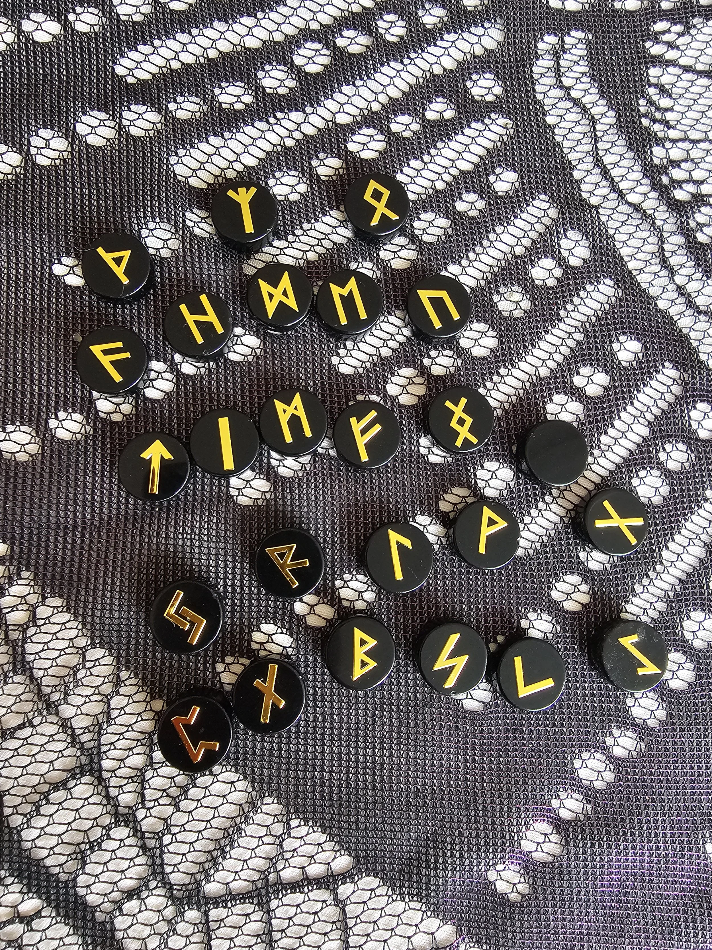 Obsidian Elder Futhark Runestone Runecasting Set