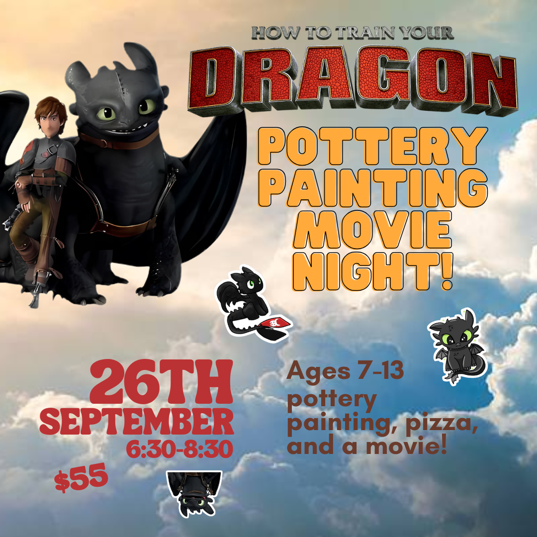 How to Train Your Dragon Movie Night and Pottery Painting Party!
