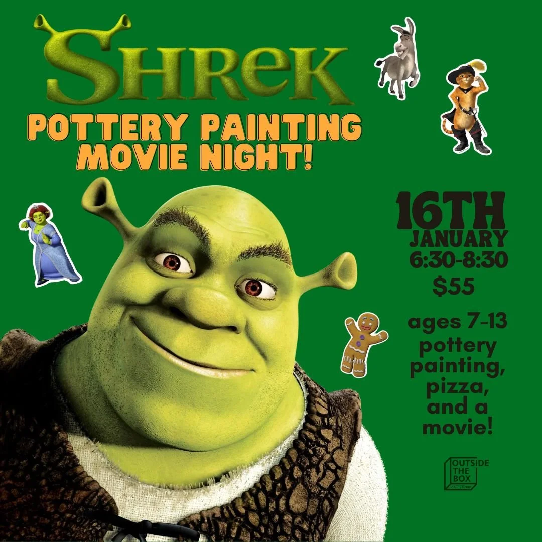 Shrek Movie Night and Pottery Painting Party!