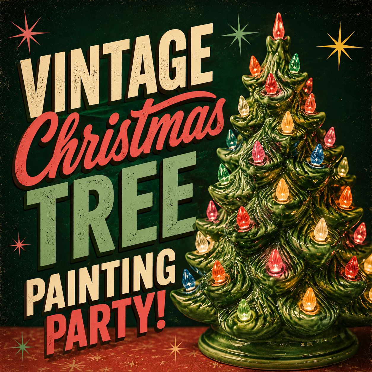 Vintage Christmas Tree Pottery Painting Party