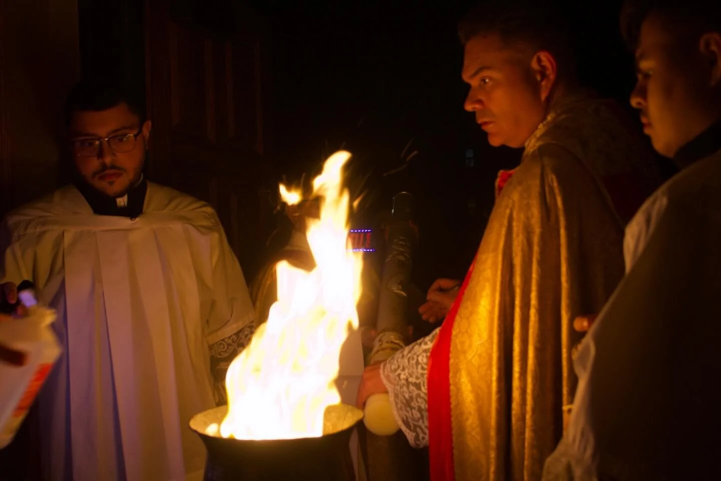 O happy fault, that merited such and so great a Redeemer!@

O truly blessed night, which alone deserves to know the time and hour when Christ rose again from hell.

This is the night of which it is written: And the night shall be as light as the day,