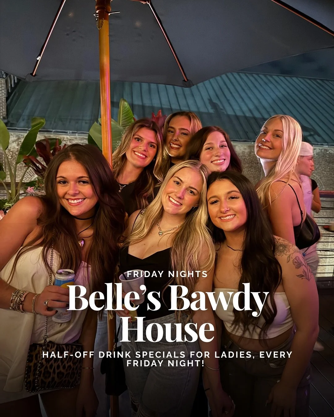 It&rsquo;s Friday and you know what that means&hellip; It&rsquo;s ladies night!! 💋Starting at 4:30 and lasting all night long We&rsquo;re serving up half off drink specials for Belle&rsquo;s Bawdy House!

✨ Seasonal cocktails, martinis, spritzes, sl