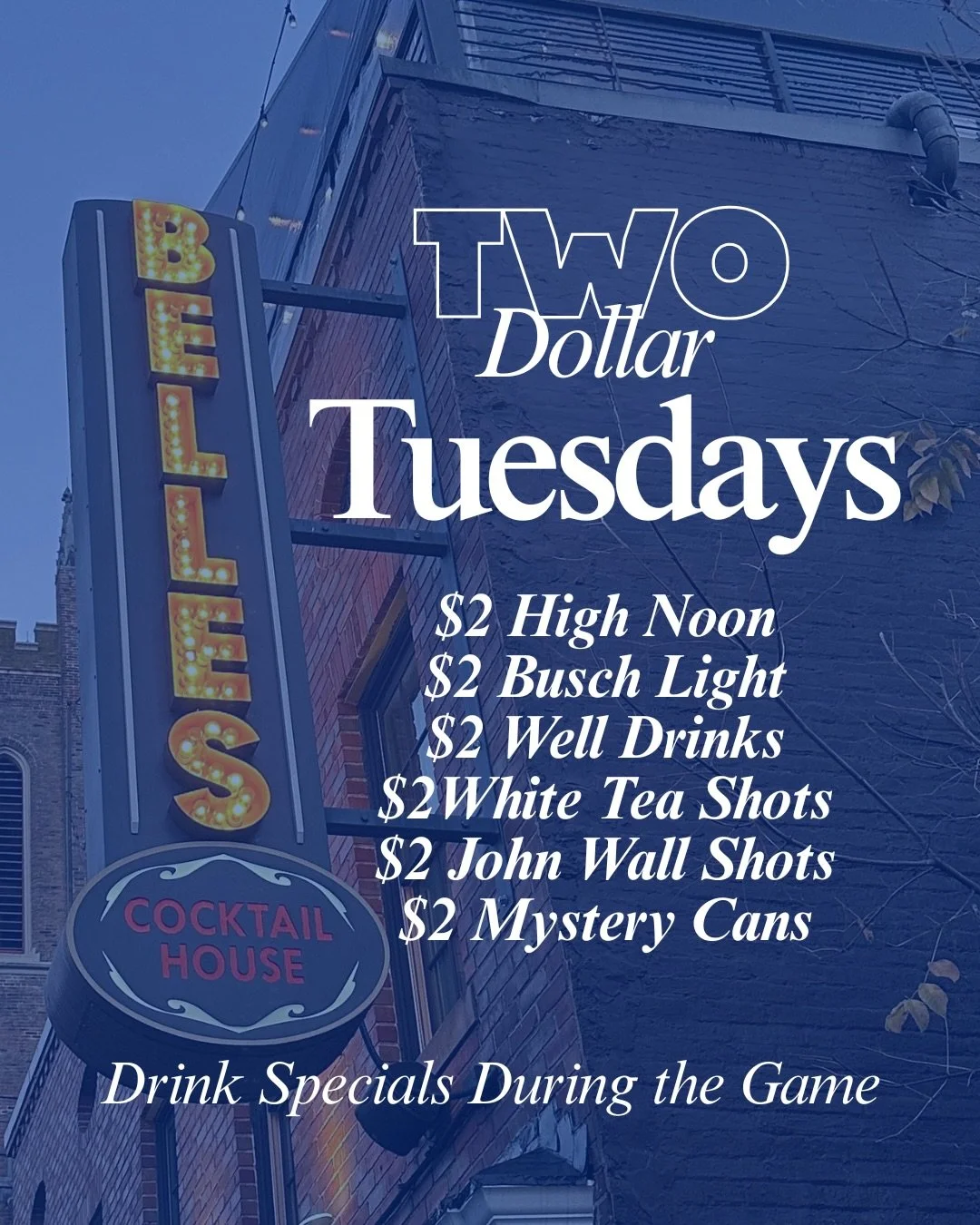 Tuesday plans = handled.
 UK vs. North Carolina at 9:30, Belle&rsquo;s opens at 7 PM, and Thornbush is bringing the heat with a $5 Blackberry Lemonade.

$2 specials during the game $3 specials after

Grab a seat, grab a drink, and let&rsquo;s go Cats