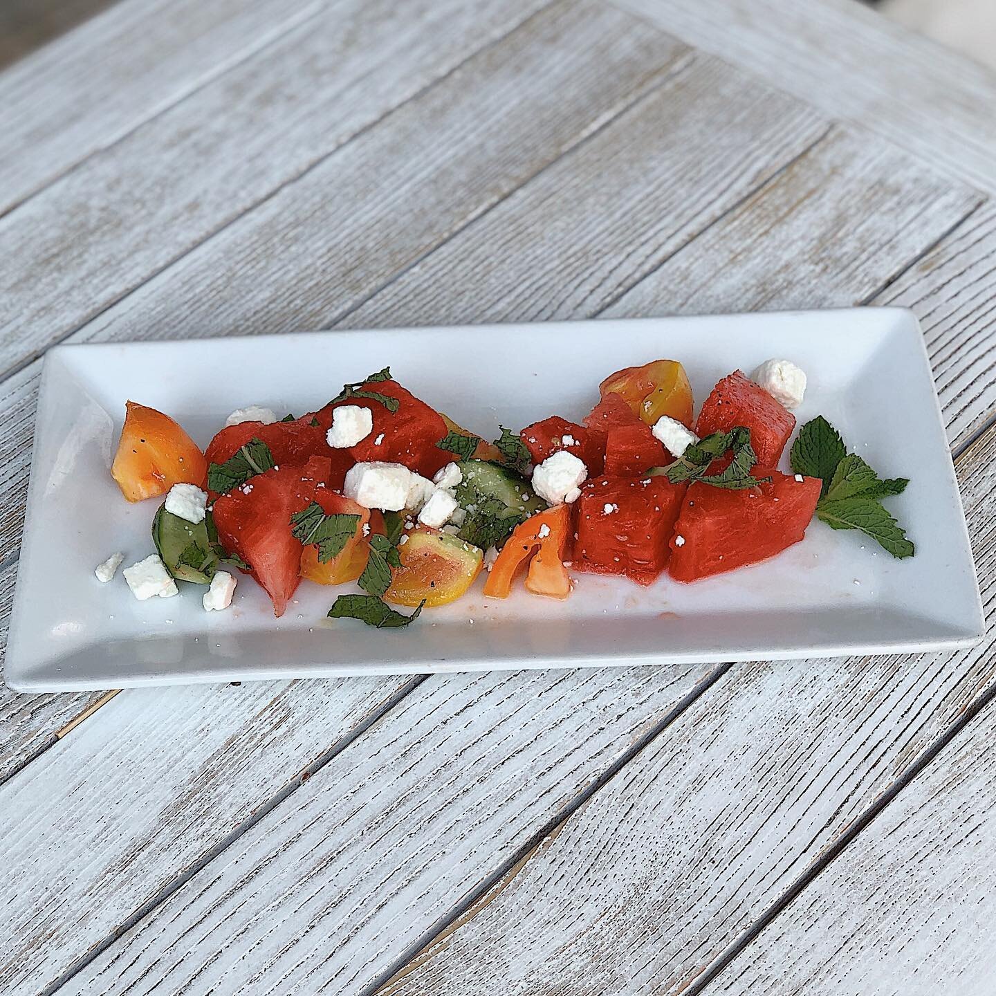 Who doesn&rsquo;t love a summer special 😎☀️
Try our New Seasonal Summer Salad 🥗 😋
A Farmers Market Heirloom Tomatoes 🍅 &amp; Watermelon 🍉 Salad w/ persian cucumber 🥒 , feta cheese, fresh mint, &amp; a light lemon 🍋 vinaigrette dressing 
We jus