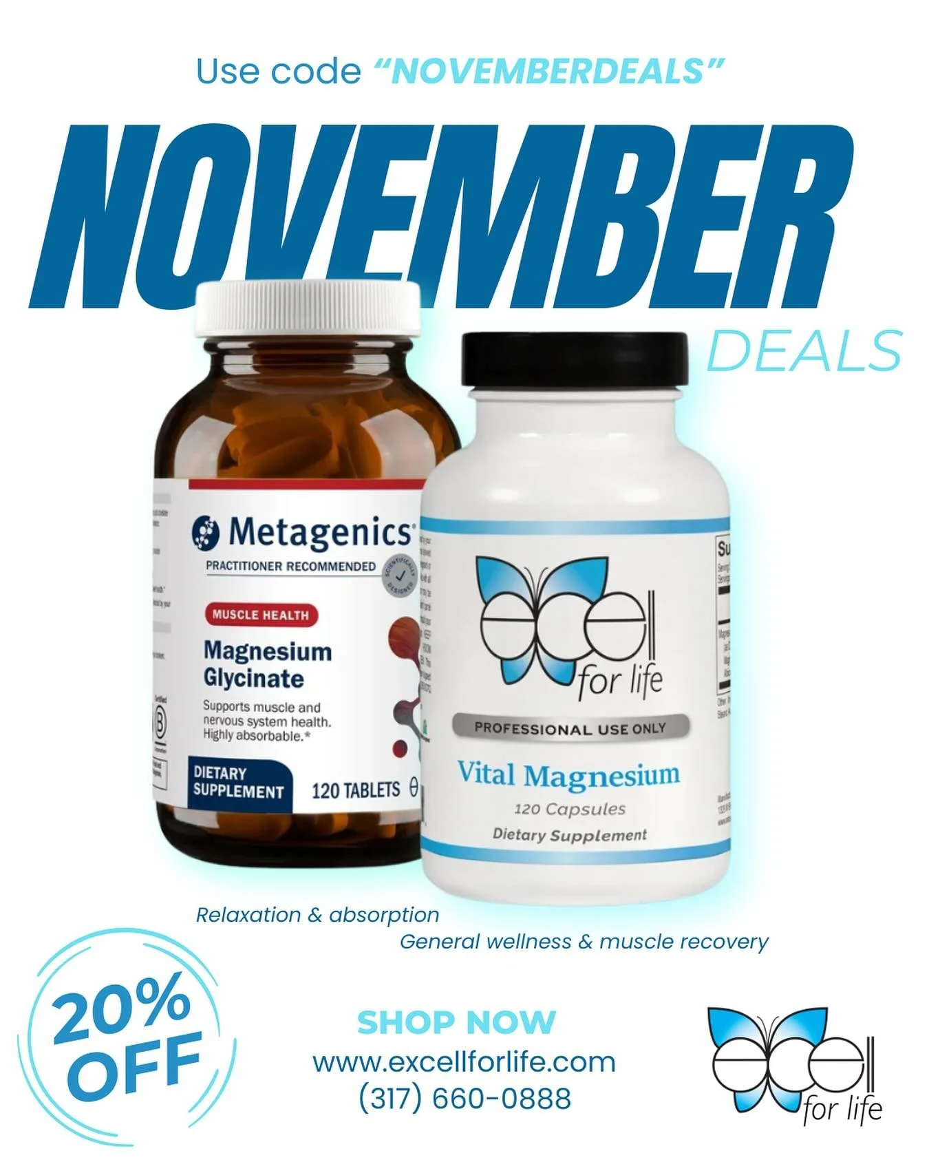💪 November Wellness Deals! 💚

This month is all about general wellness, muscle recovery, and relaxation.

Nourish your body, recharge your mind, and feel your best as the holidays approach. 🍂✨

🛒 Use code &ldquo;NOVEMBERDEALS&rdquo; for 20% OFF
 