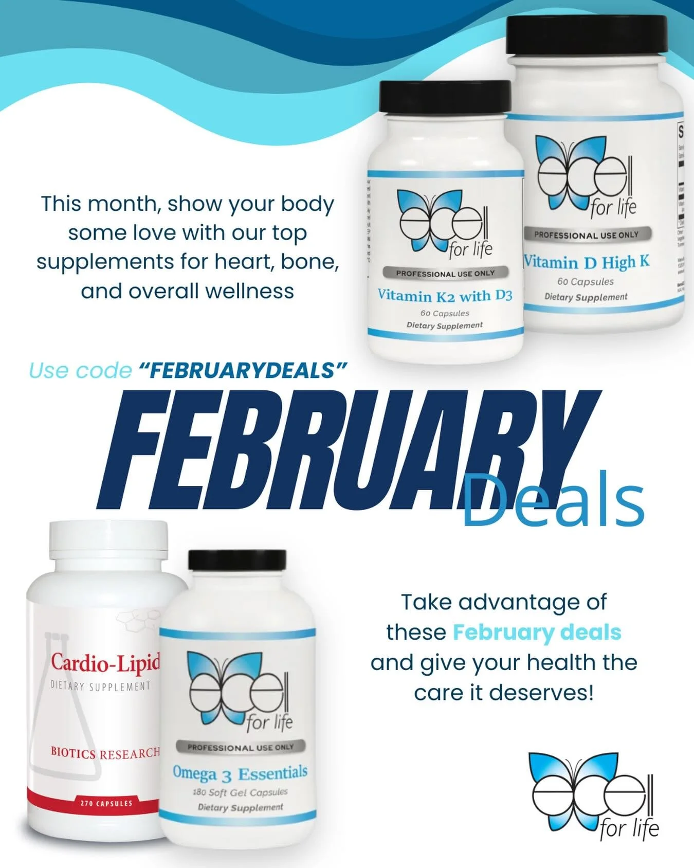 💛 February Deals! 💛

Use code &ldquo;FEBRUARYDEALS&rdquo; this month to show your body some love with our top supplements for heart, bone, and overall wellness.

Take advantage of these deals and give your health the care it deserves!

Come in and 