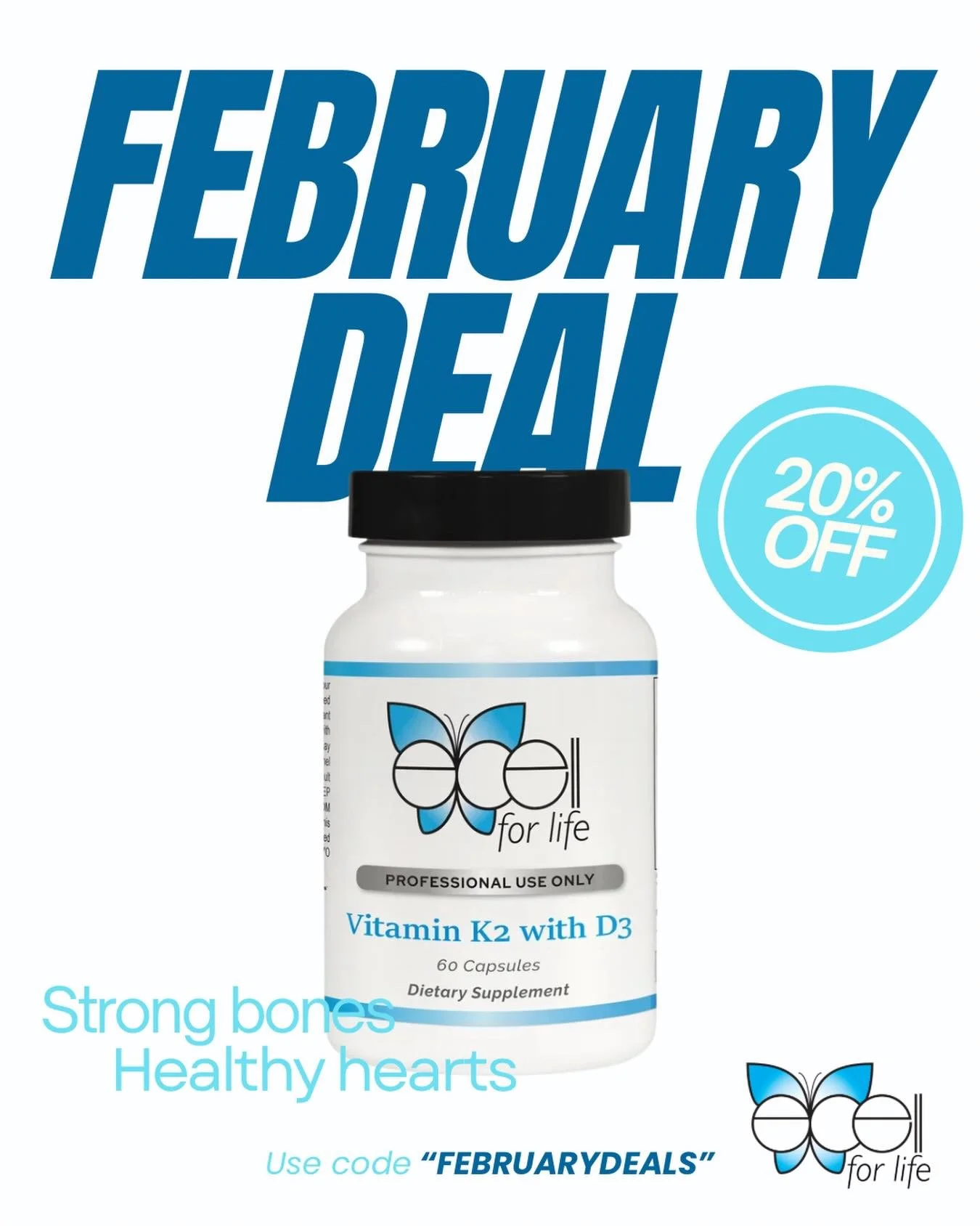 Strong bones, healthy heart 💪❤️

Vitamin K2 with D3 helps support:
Bone building &amp; strength: Vitamin K2 helps calcium bind to your bones, maintaining bone mineral density and reducing the activity of bone-breaking cells (osteoclasts)
 
Cardiovas