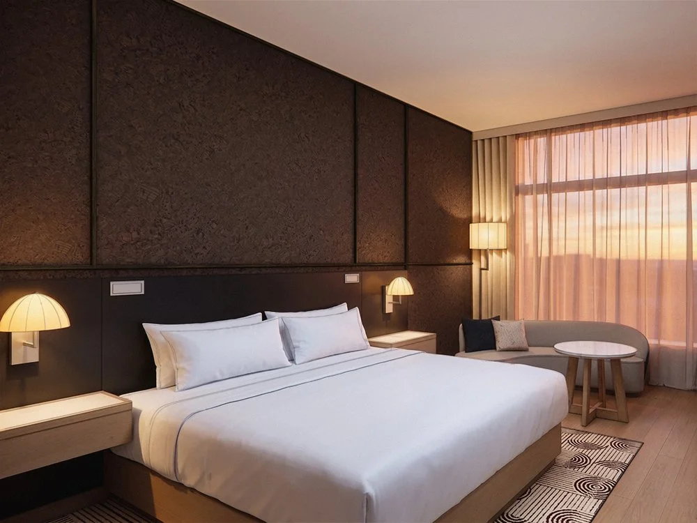 typical guest room bed wall 