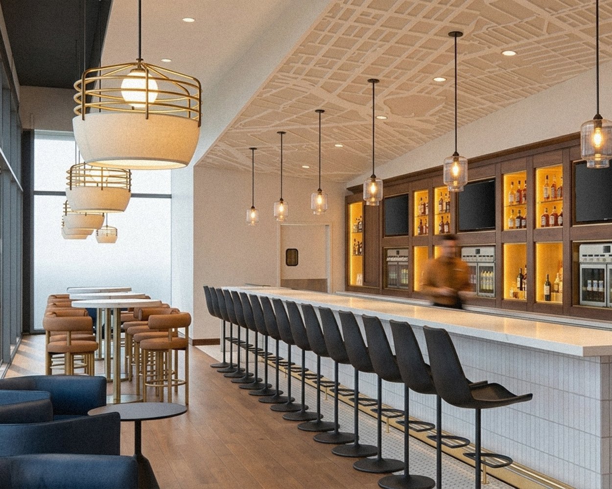 view of the bar inside of the restaurant