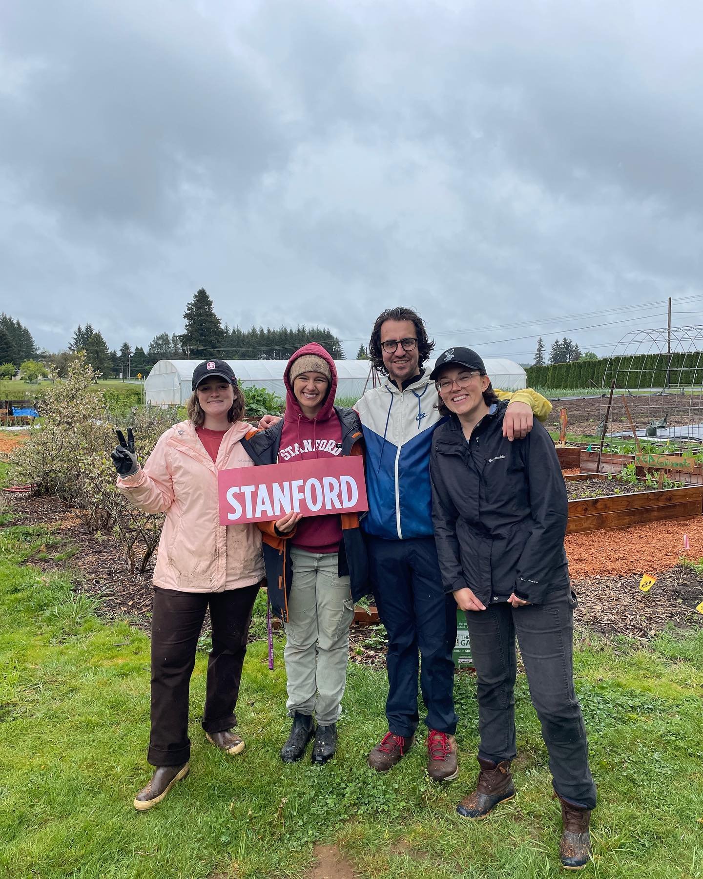 We had a great Community Farm Day and Stanford Beyond the Farm Day on Saturday despite the rain! Our dedicated Stanford friends shoveled, wheelbarrowed, and spread wood chips in our learning garden. Plus some old and new friends stopped by the farm t
