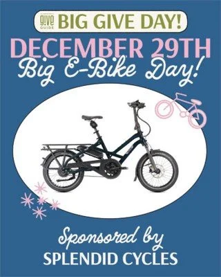 Splendid Cycles is back! Donate $10 or more today and you&rsquo;ll be entered to win a 2025 Tern HSD S00 e-bike from Splendid Cycles. You&rsquo;ll be smiling all the way home with this e-bike:

Class 1 Bosch Performance Line motor with Bosch Smart Sy
