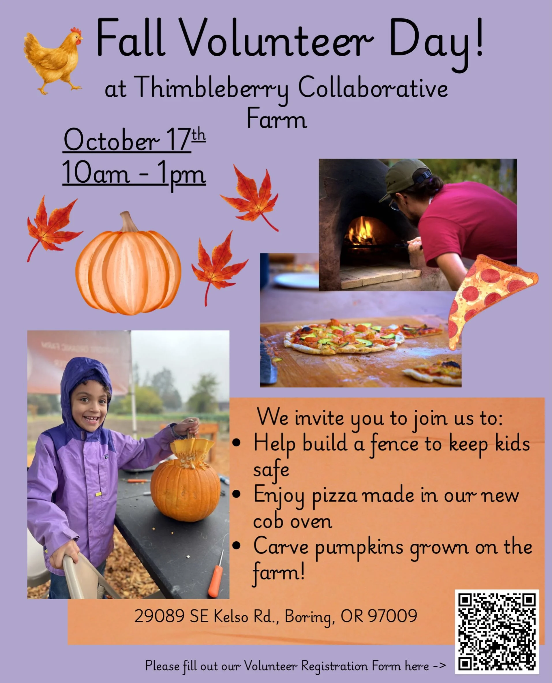 We have a volunteer day, pizza party, pumpkin carving extravaganza coming up on Saturday, October 17th, 10am-1pm and you&rsquo;re invited! We&rsquo;ll be working on our fence project (bordering Kelso Rd. to keep kiddos safe when they visit for field 
